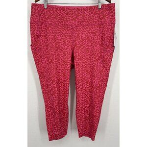 Torrid Pink Cheetah Leggings Plus Size 3X Crop High Rise Women New